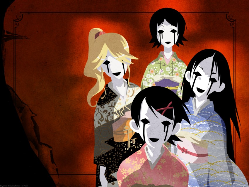 fuura kafuka, kitsu chiri, hitou nami, and kimura kaere (sayonara zetsubou sensei)