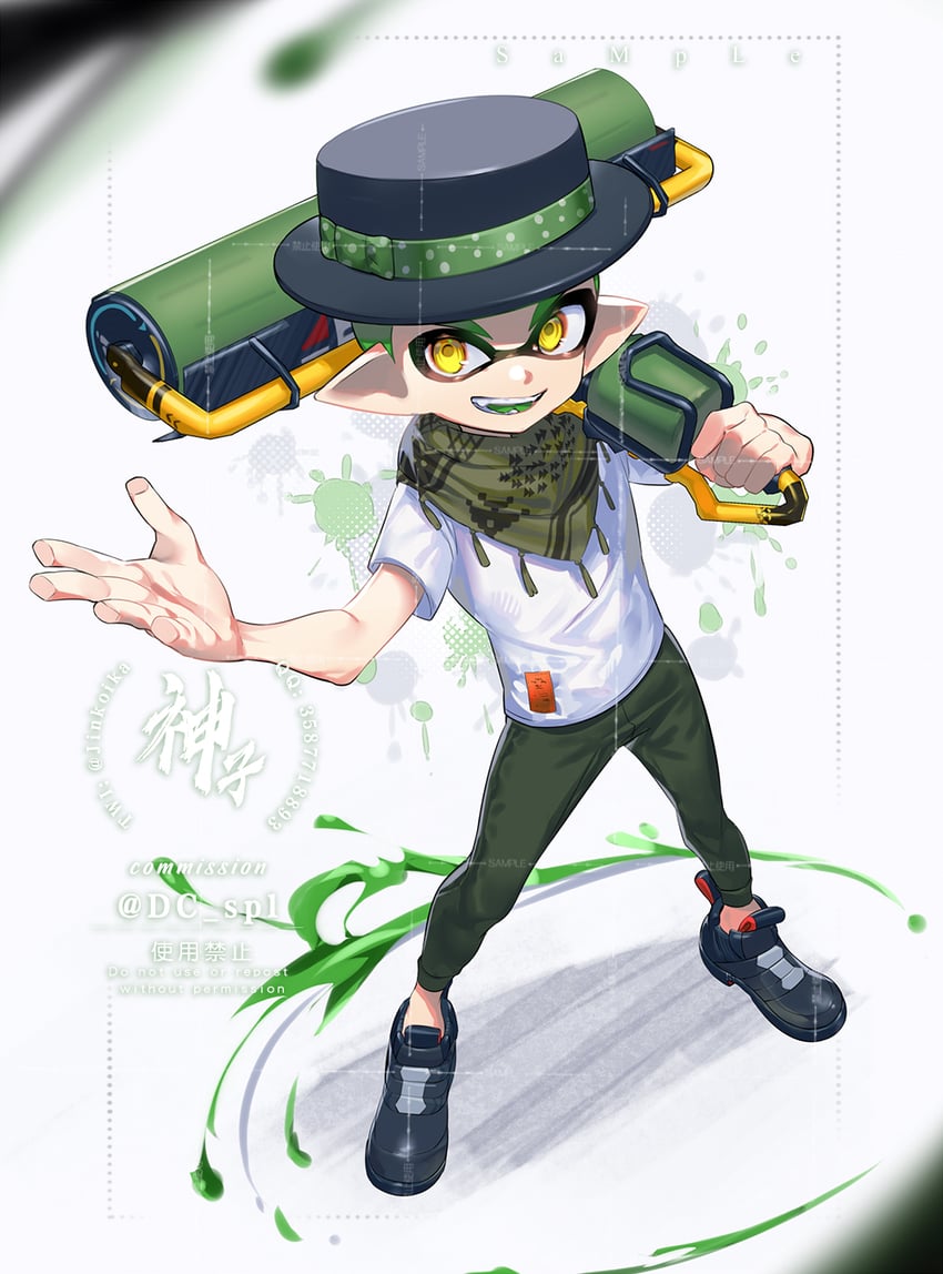 inkling player character and inkling boy (splatoon) drawn by jinkoika