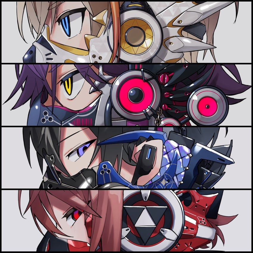 watarai hibari, fura kanato, shikinagi akira, and seraph dazzlegarden (nijisanji) drawn by jisshu
