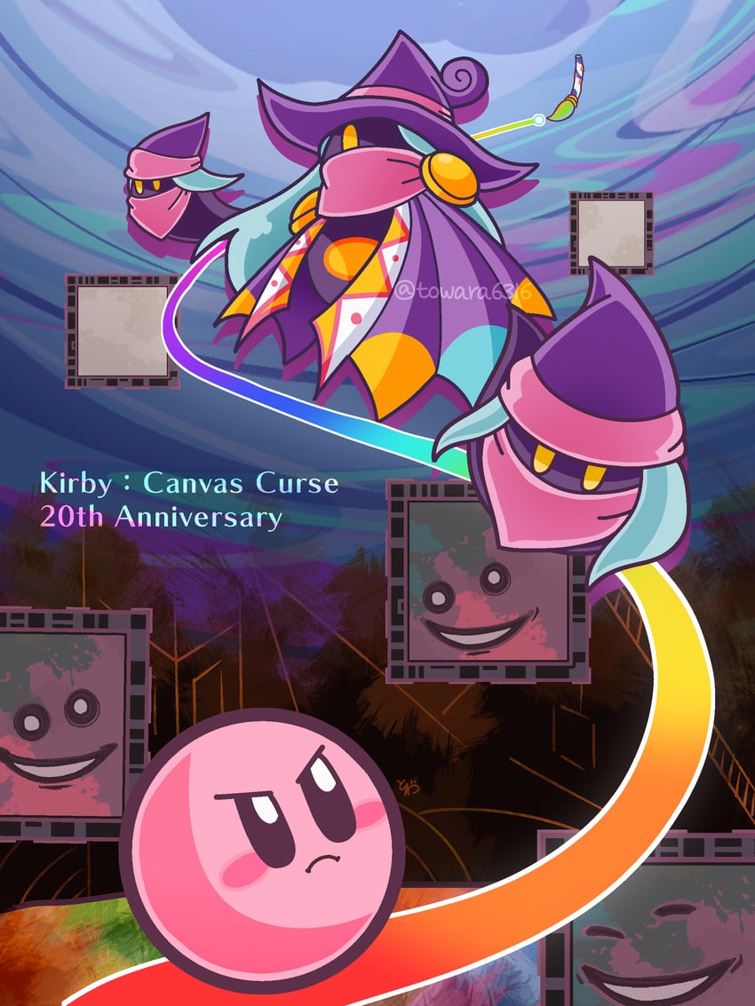 kirby, drawcia, cackling painting, and para sorceress (kirby and 1 more) drawn by towara6316