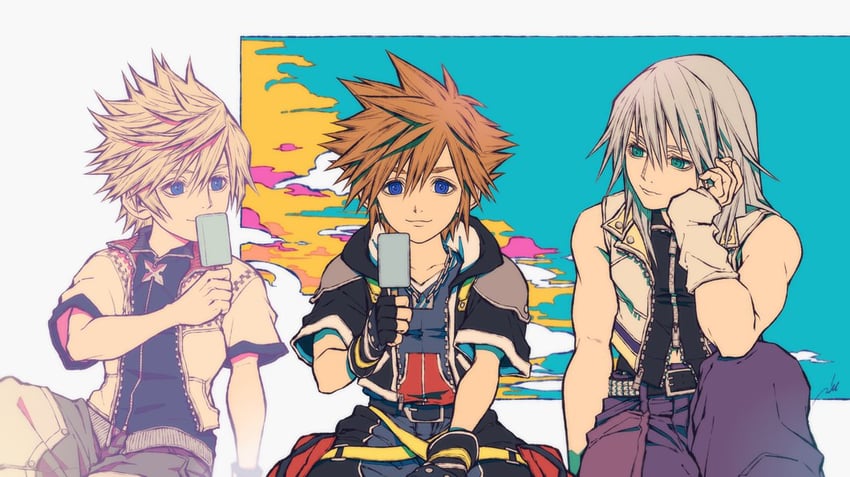 sora, roxas, and riku (kingdom hearts and 1 more) drawn by mim_(mimya0600)