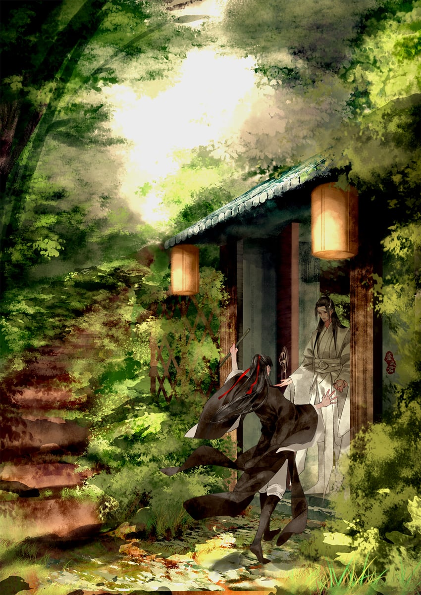 wei wuxian and lan wangji (modao zushi) drawn by taifeng_jun_yijing_qi_zhi_le