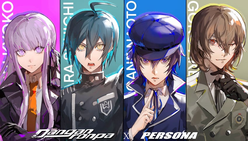 saihara shuichi, kirigiri kyoko, shirogane naoto, and akechi gorou (danganronpa and 5 more) drawn by binxngchng1