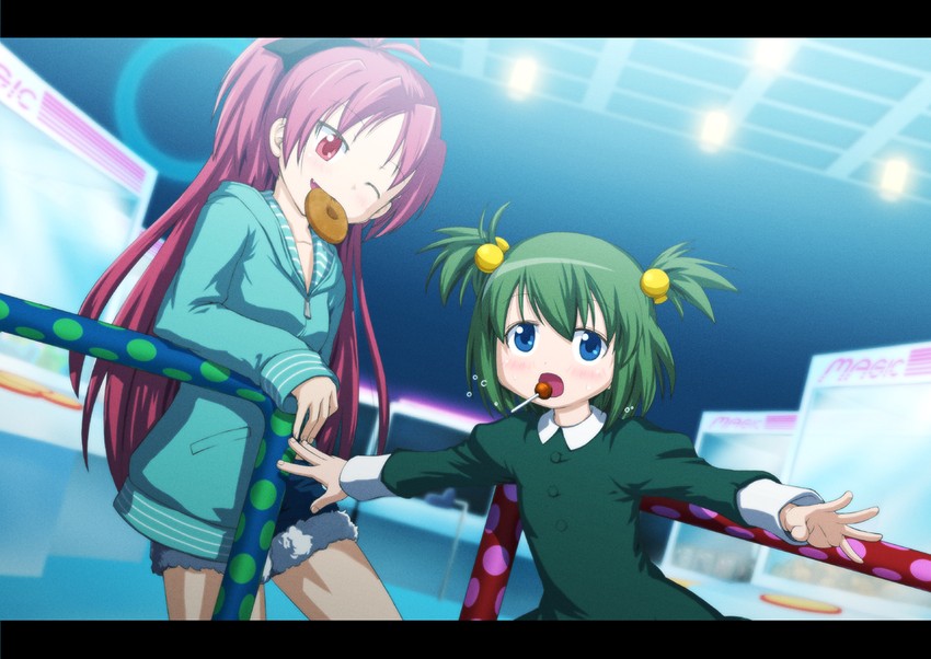 sakura kyoko and chitose yuma (mahou shoujo madoka magica and 1 more) drawn by kizawa_hiroto