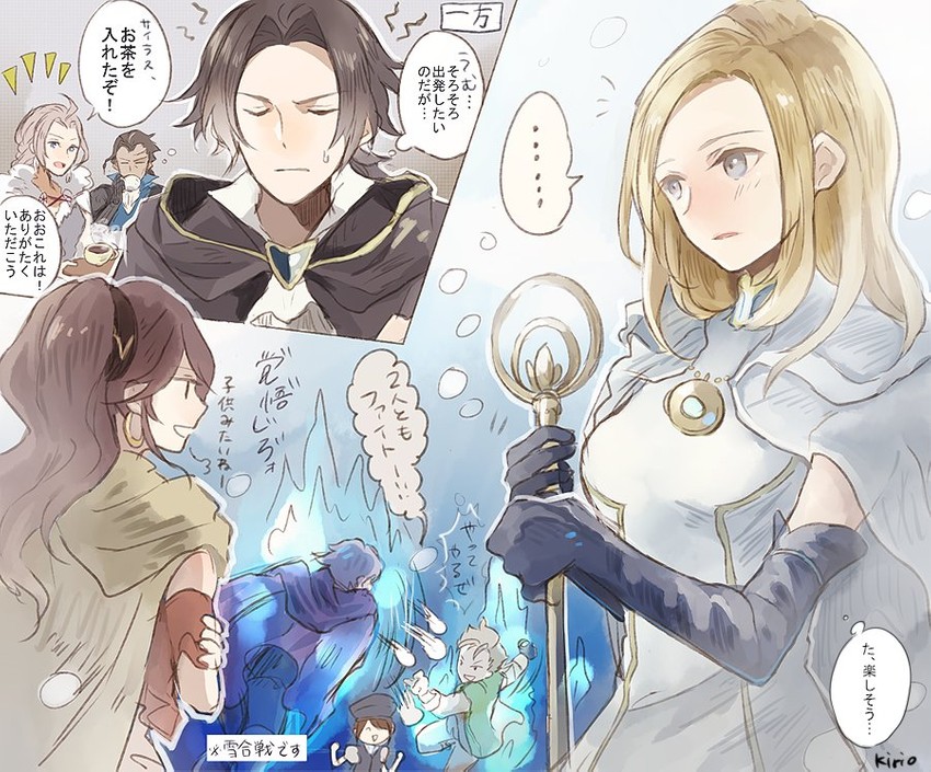 therion, tressa colzione, ophilia clement, primrose azelhart, cyrus albright, and 4 more (octopath traveler and 1 more) drawn by okii