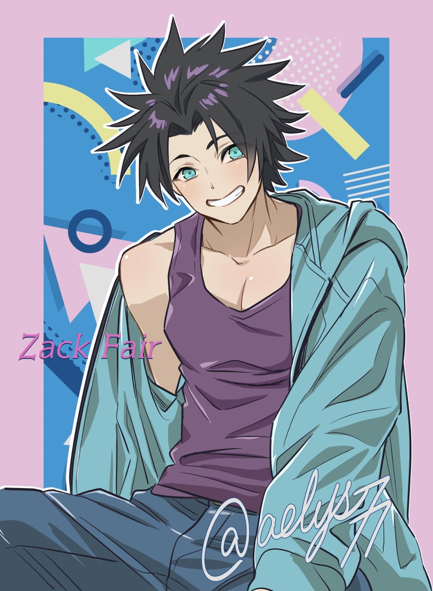 zack fair (final fantasy and 2 more) drawn by aelys77