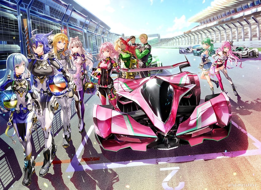 rindo rin, komachi towa, sophia b tokitou, asakawa kanata, liu youran, and 5 more (highspeed etoile) drawn by fujima_takuya