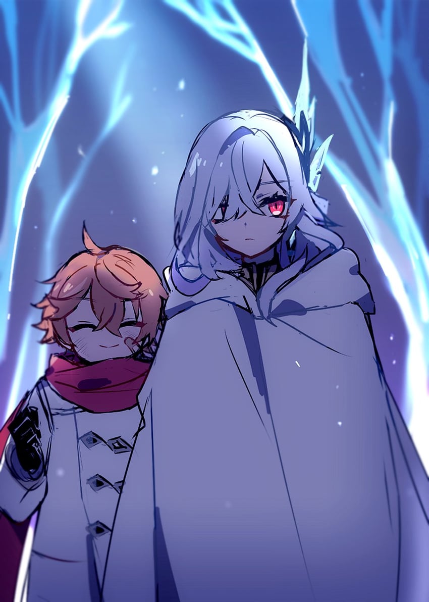 tartaglia and skirk (genshin impact) drawn by ra_suya