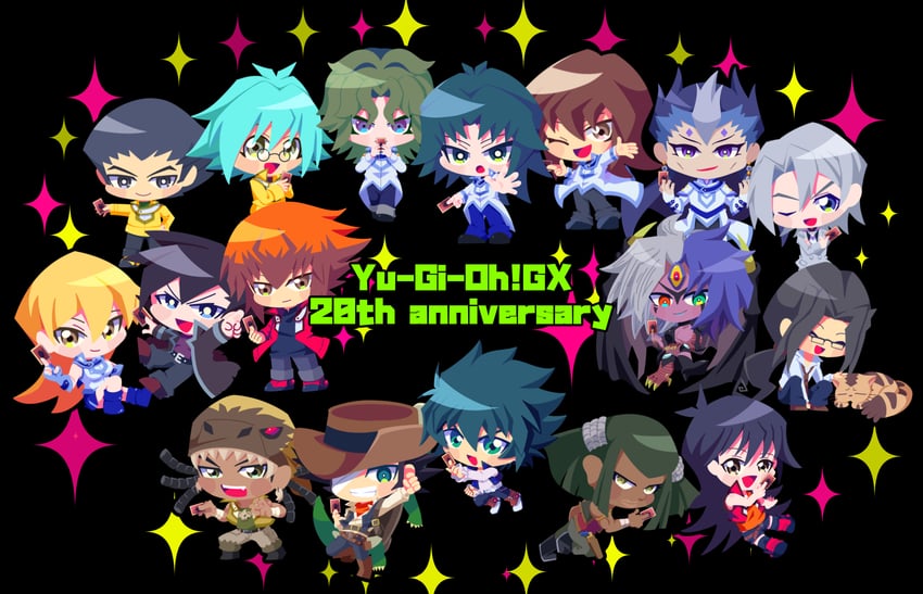 yuki judai, tenjouin asuka, manjoume jun, yubel, johan andersen, and 12 more (yu-gi-oh! and 1 more) drawn by otowaika