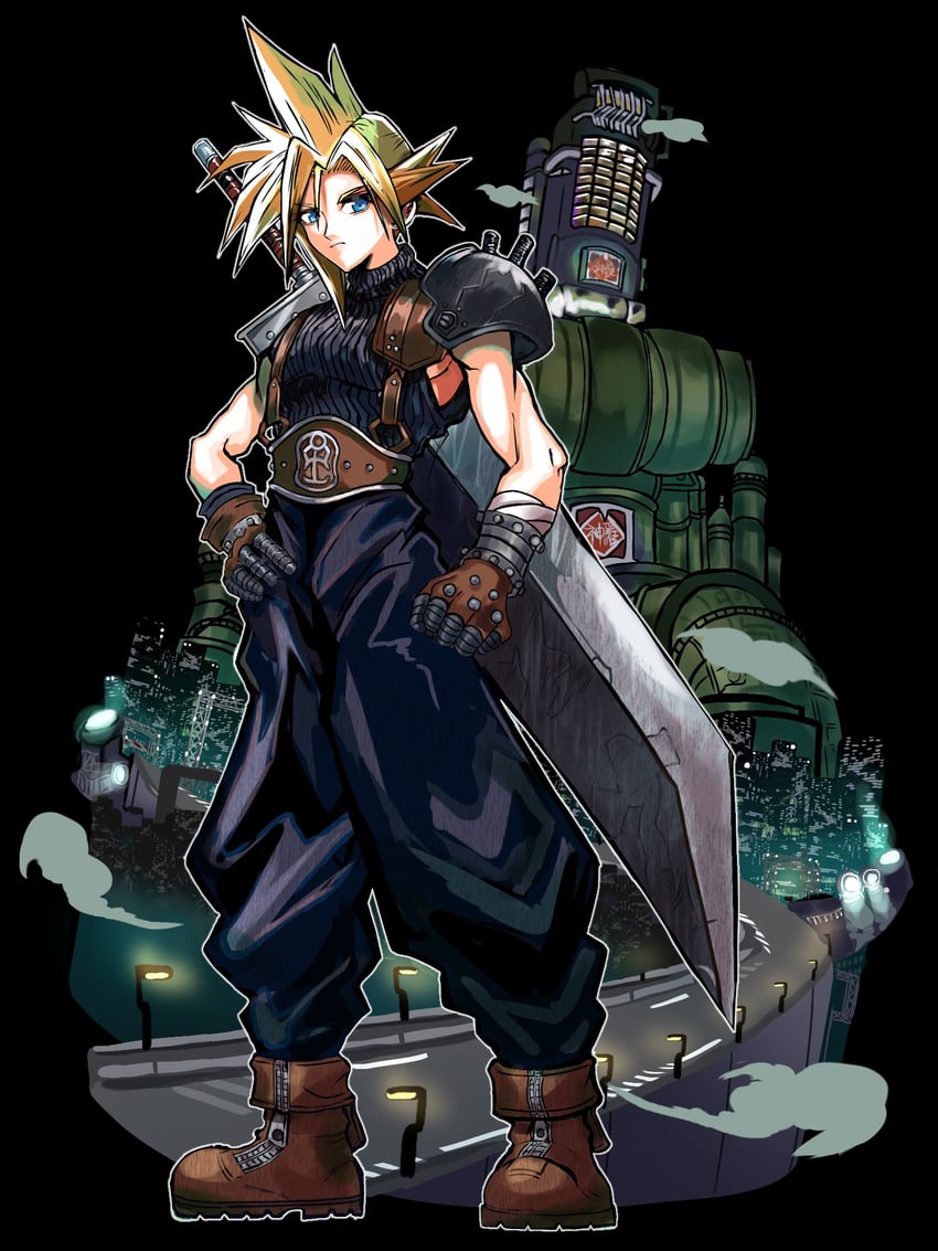 cloud strife (final fantasy and 1 more) drawn by bn_241
