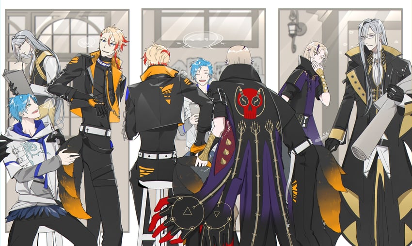 regis altare, axel syrios, magni dezmond, and noir vesper (holostars and 1 more) drawn by naizou_bug