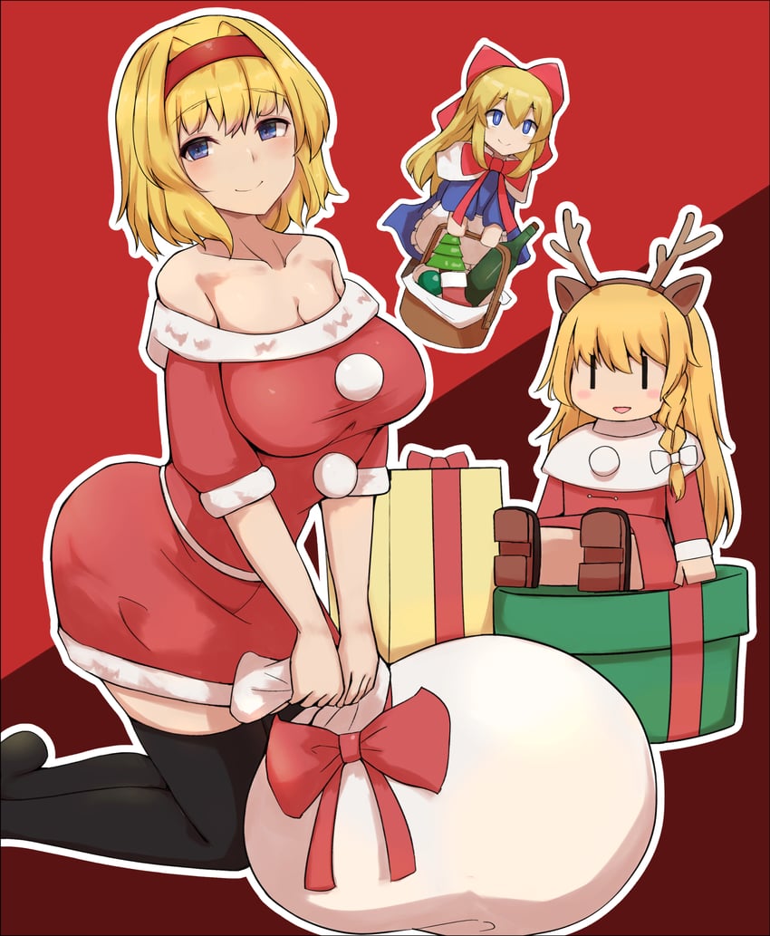 kirisame marisa, alice margatroid, and shanghai doll (touhou) drawn by mani_padme