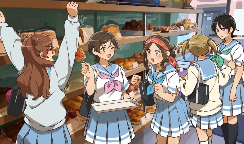 katou hazuki, suzuki mirei, suzuki satsuki, kamiishi yayoi, and kamaya suzume (hibike! euphonium) drawn by fuyuhino