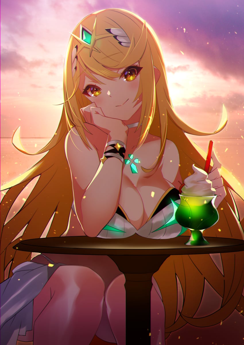 mythra (xenoblade chronicles and 1 more) drawn by cawang