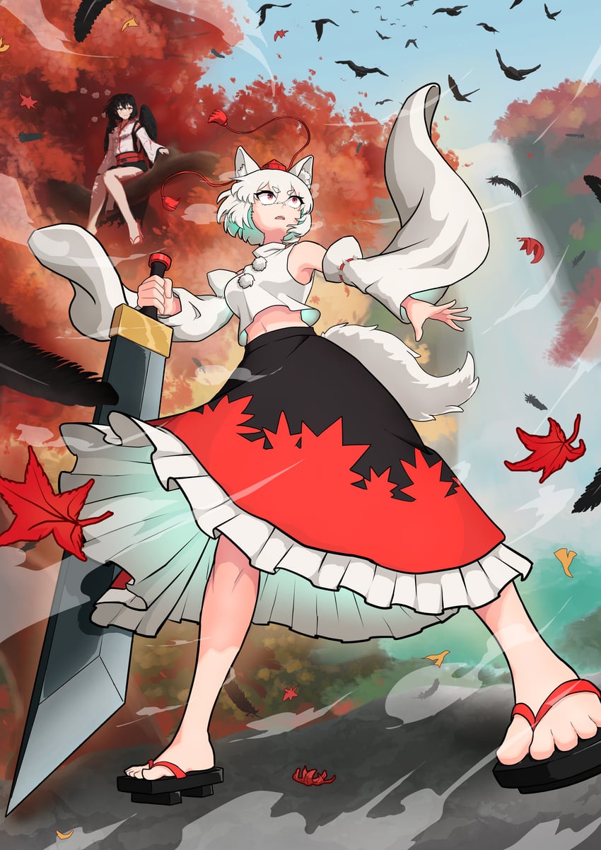 shameimaru aya and inubashiri momiji (touhou) drawn by kou_syu_27