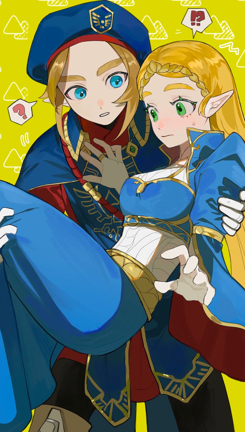 link and princess zelda (the legend of zelda and 1 more) drawn by ximi0910