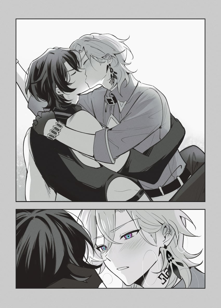 aventurine and dr. ratio (honkai and 1 more) drawn by meronppaii