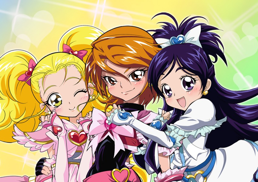 misumi nagisa, yukishiro honoka, cure black, cure white, kujou hikari, and 1 more (precure and 2 more) drawn by sinko_(sinsinsinko)