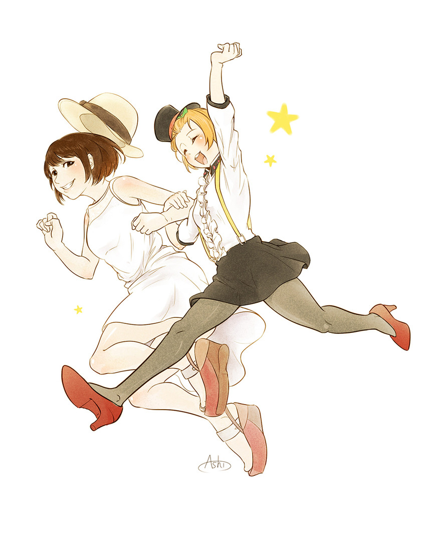 hoshizora rin and iida riho (love live! and 2 more) drawn by a-shi_(lion81923)