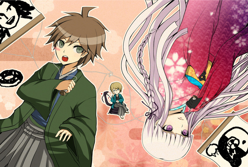 kirigiri kyoko, monokuma, naegi makoto, fukawa toko, togami byakuya, and 2 more (danganronpa and 1 more) drawn by nerirai
