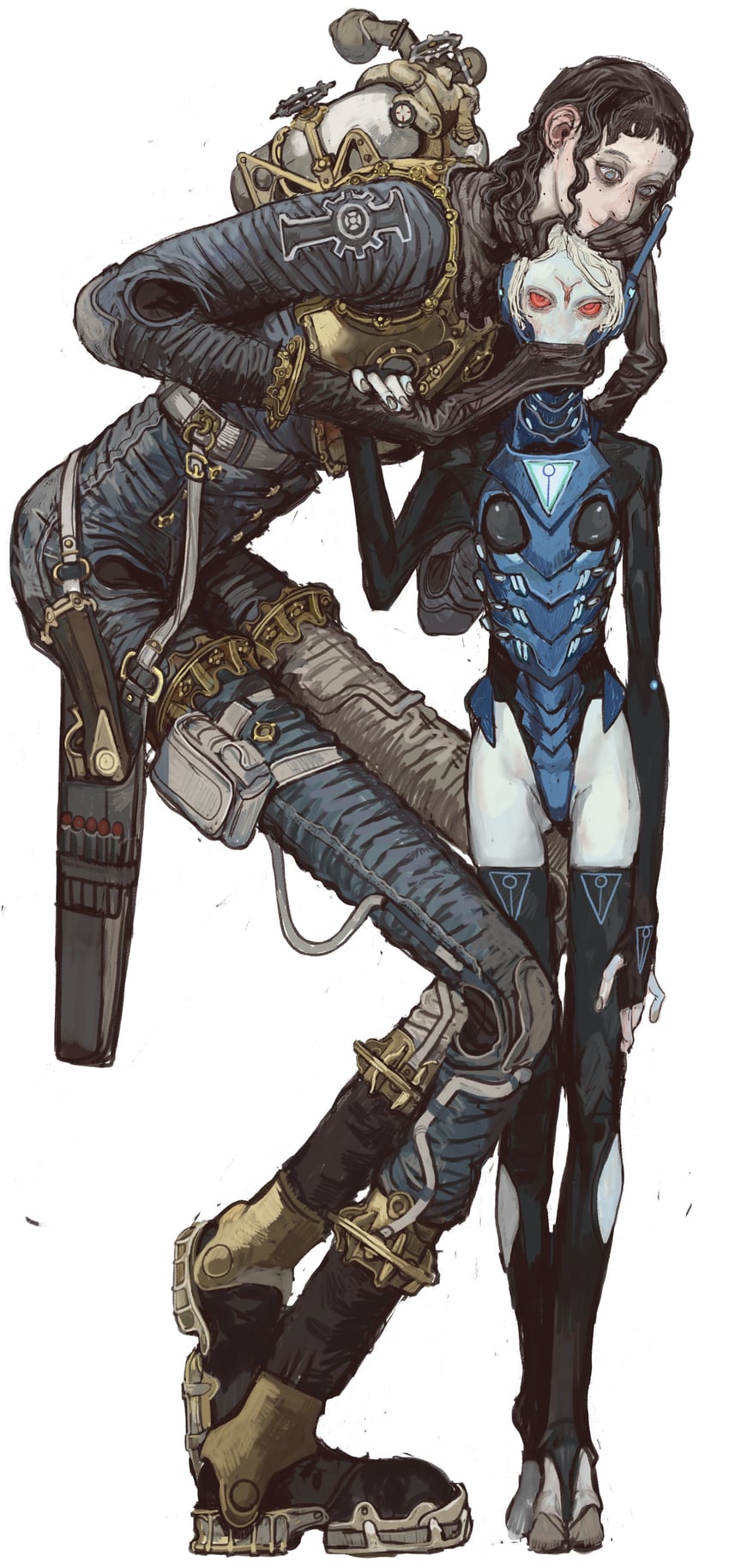 t'au, longshanks, and dari (warhammer 40k) drawn by mossacannibalis
