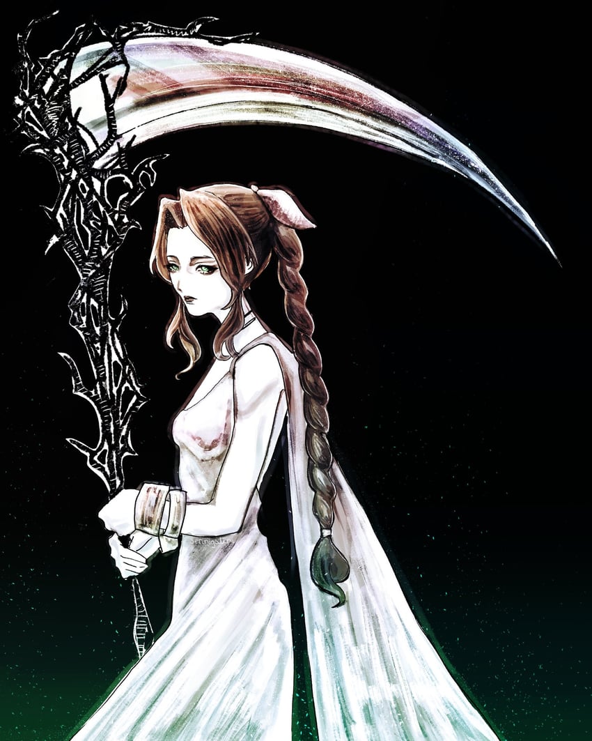 aerith gainsborough (final fantasy and 2 more) drawn by serinigalini