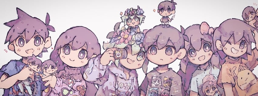 omori, basil, aubrey, mari, kel, and 1 more (omori) drawn by ankomochi_(tomatoaaa)
