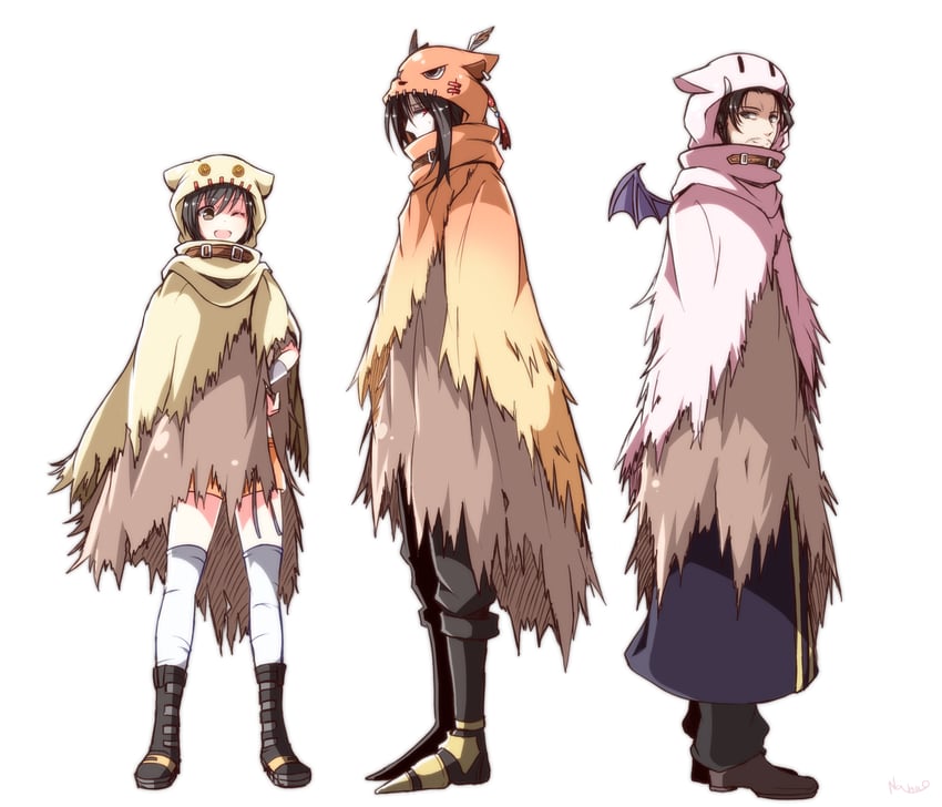 yuffie kisaragi, moogle, vincent valentine, red xiii, and reeve tuesti (final fantasy and 2 more) drawn by nanao_(zonzonsh)