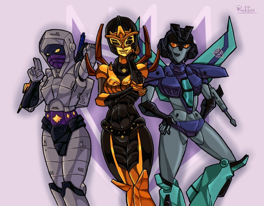 blackarachnia, slipstream, and nightbird (transformers and 1 more) drawn by rubtox