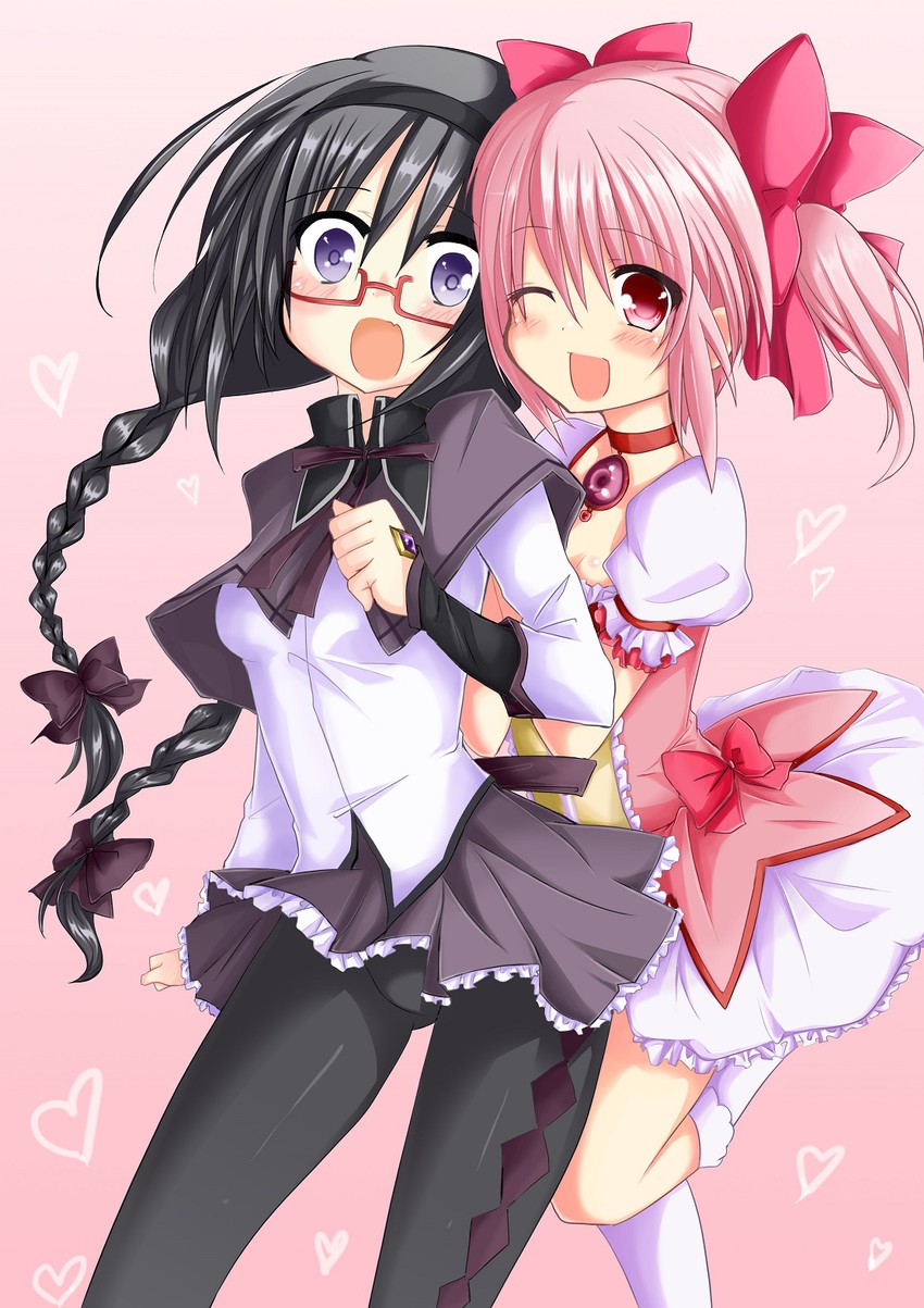 akemi homura and kaname madoka (mahou shoujo madoka magica) drawn by zero-theme