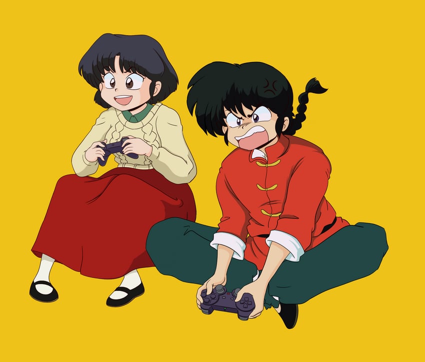 tendou akane and saotome ranma (ranma 1/2) drawn by natfoe