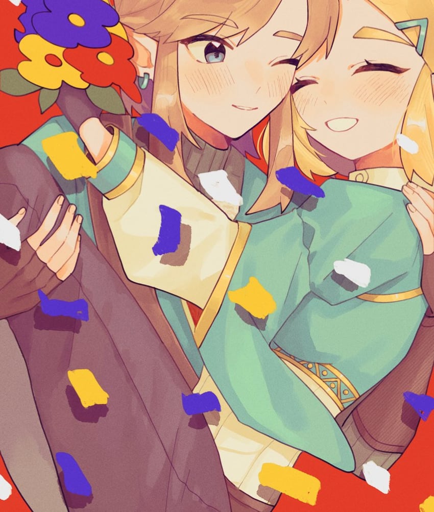 link and princess zelda (the legend of zelda and 1 more) drawn by 710kcal