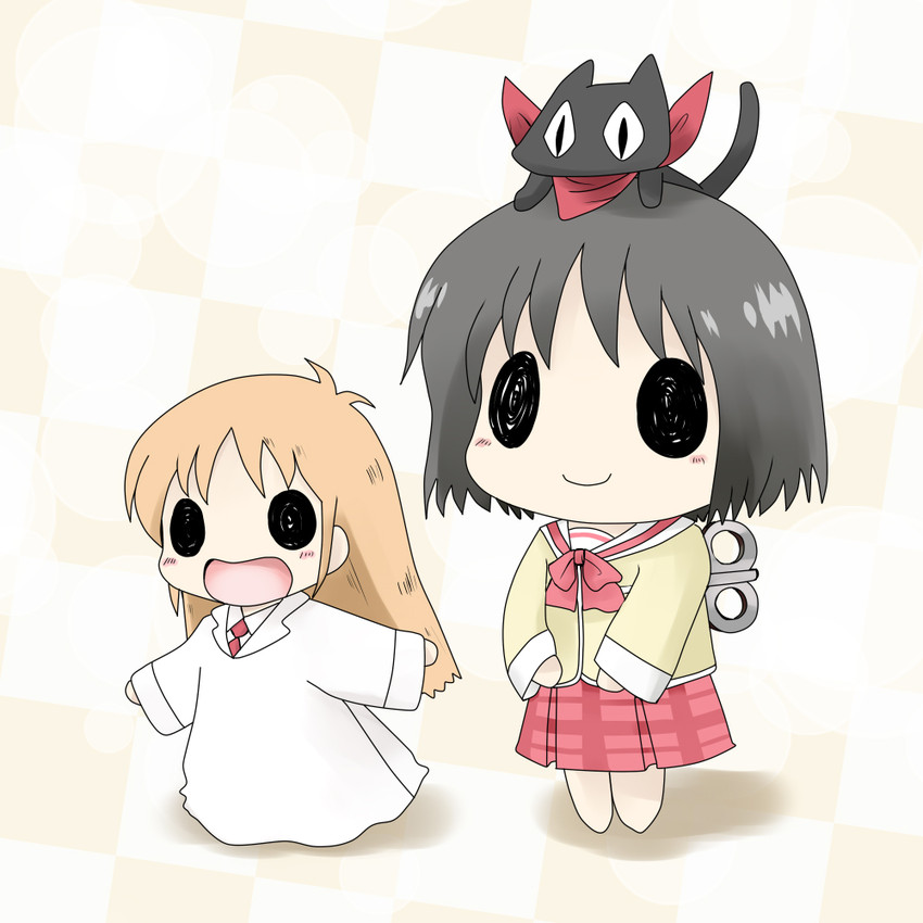shinonome nano, professor shinonome, and sakamoto (nichijou) drawn by yume_shokunin
