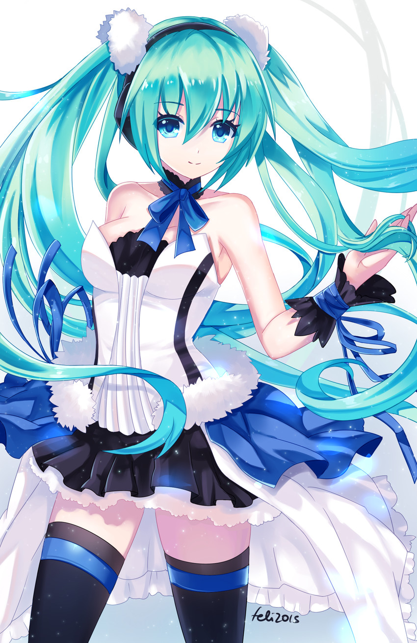 hatsune miku (vocaloid and 2 more) drawn by felicia-val