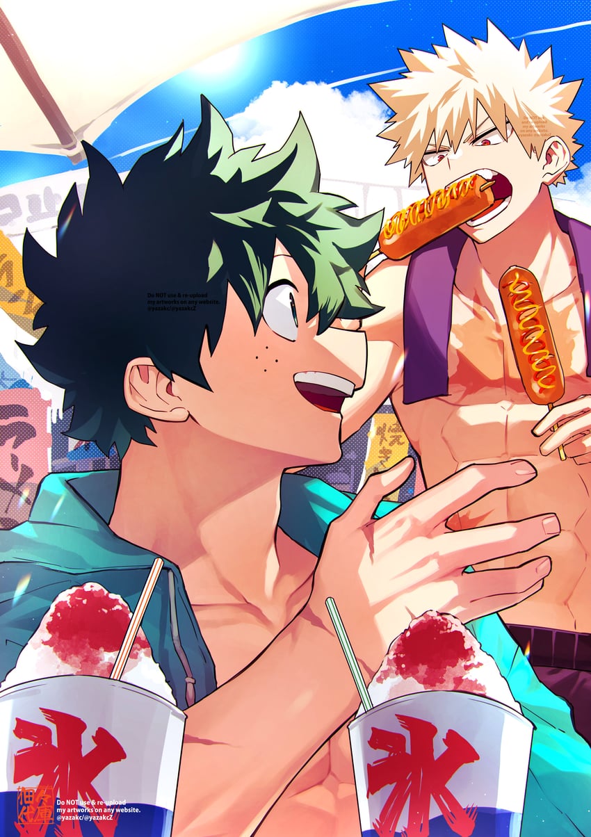 midoriya izuku and bakugou katsuki (boku no hero academia) drawn by yazaki_(yazakc)