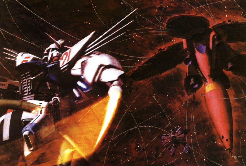 f91 gundam, vigna ghina, and rafflesia (gundam and 1 more) drawn by morishita_naochika