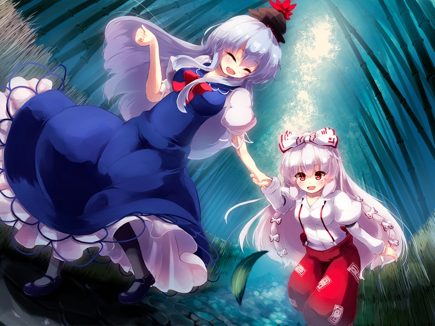 fujiwara no mokou and kamishirasawa keine (touhou) drawn by gengetsu_chihiro
