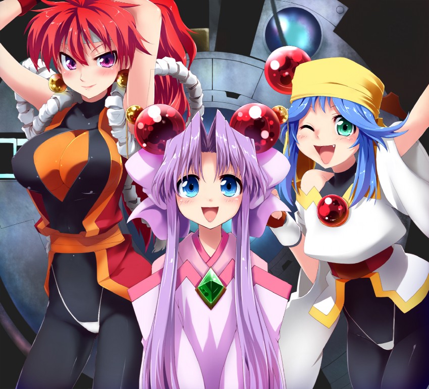 lime, cherry, and bloodberry (saber marionette j) drawn by grune