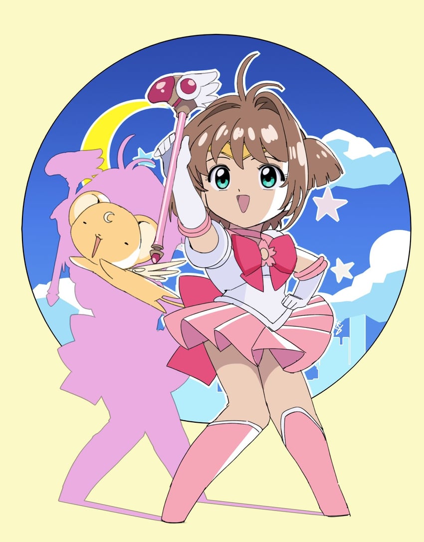 kinomoto sakura, kero, sailor chibi moon, and luna (bishoujo senshi sailor moon and 1 more) drawn by edoya_inuhachi