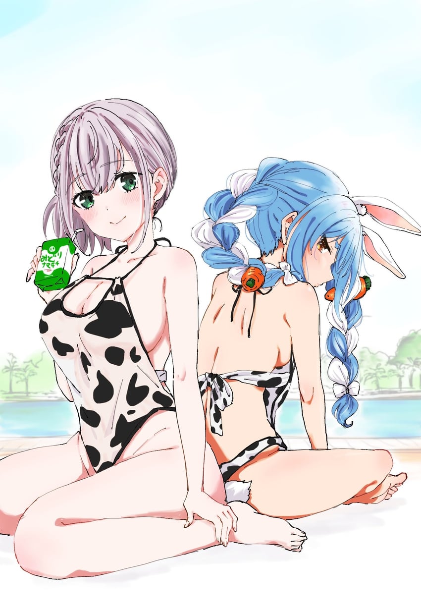 usada pekora and shirogane noel (hololive) drawn by hatsukoizoe