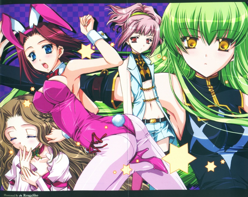 c.c., kouzuki kallen, nunnally vi britannia, and anya alstreim (code geass) drawn by ryuuga_shou