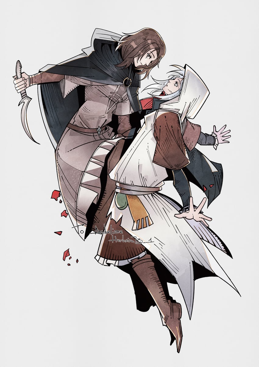tarnished, melina, and astrologer (original and 1 more) drawn by herheim