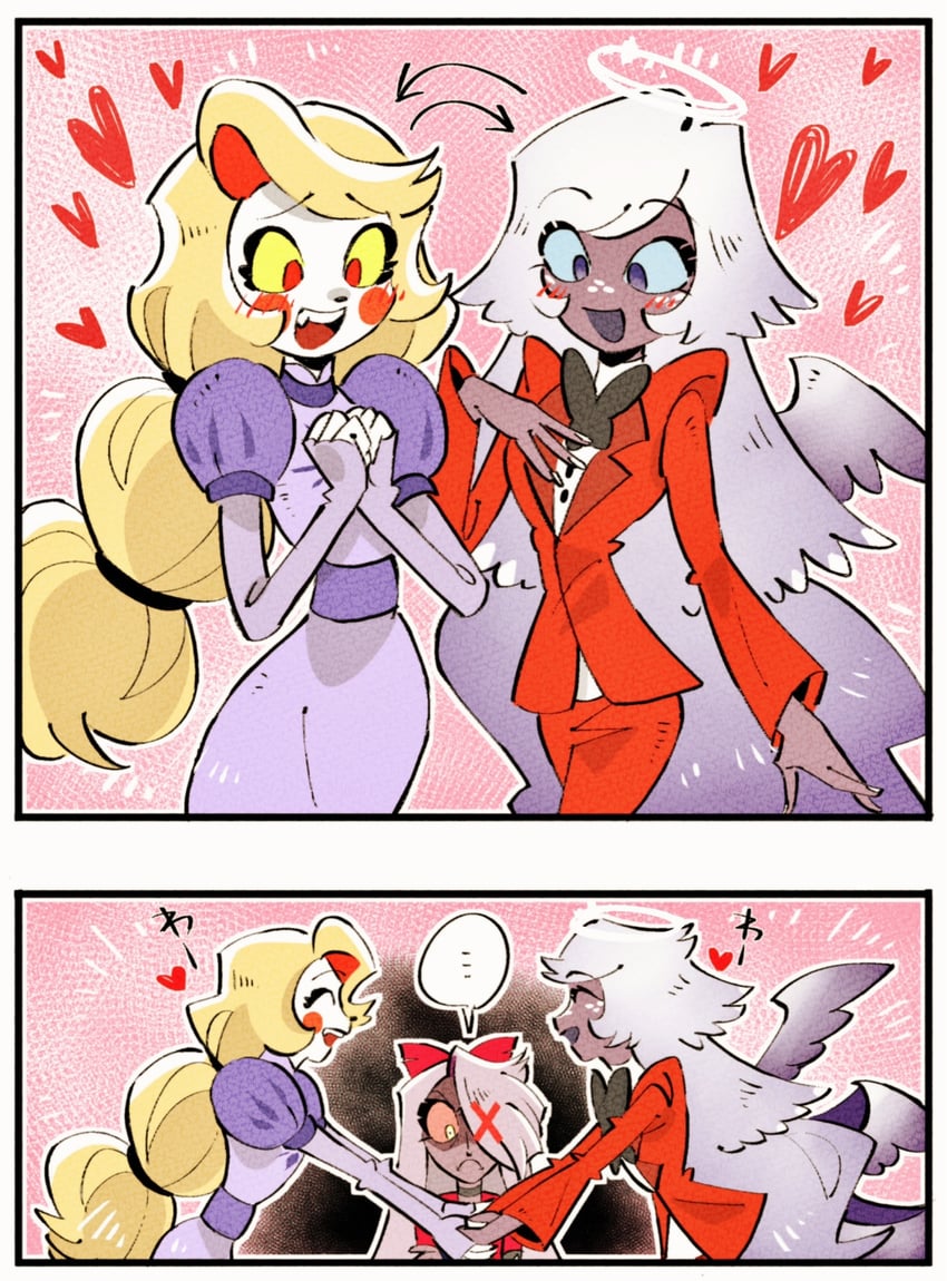 charlie morningstar, vaggie, and emily (hazbin hotel) drawn by yasutak1192