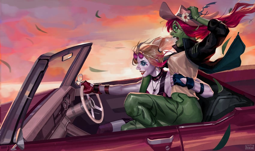 harley quinn and poison ivy (dc comics and 2 more) drawn by wth153