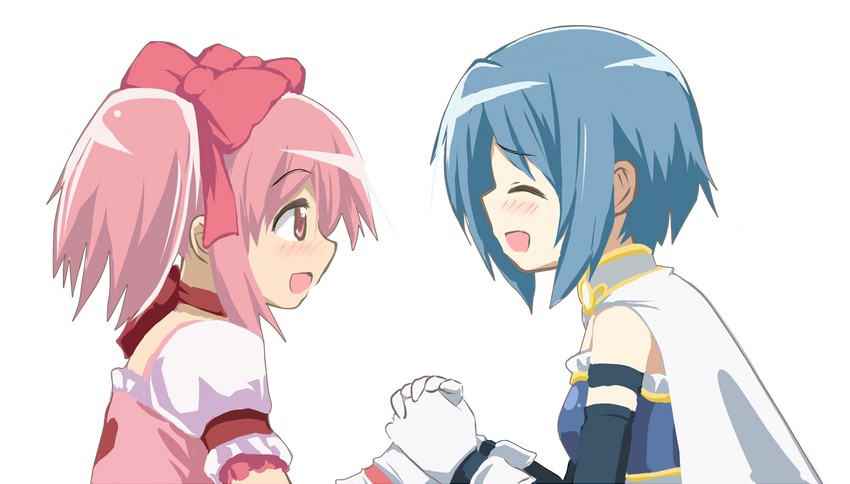 kaname madoka and miki sayaka (mahou shoujo madoka magica) drawn by hangaku