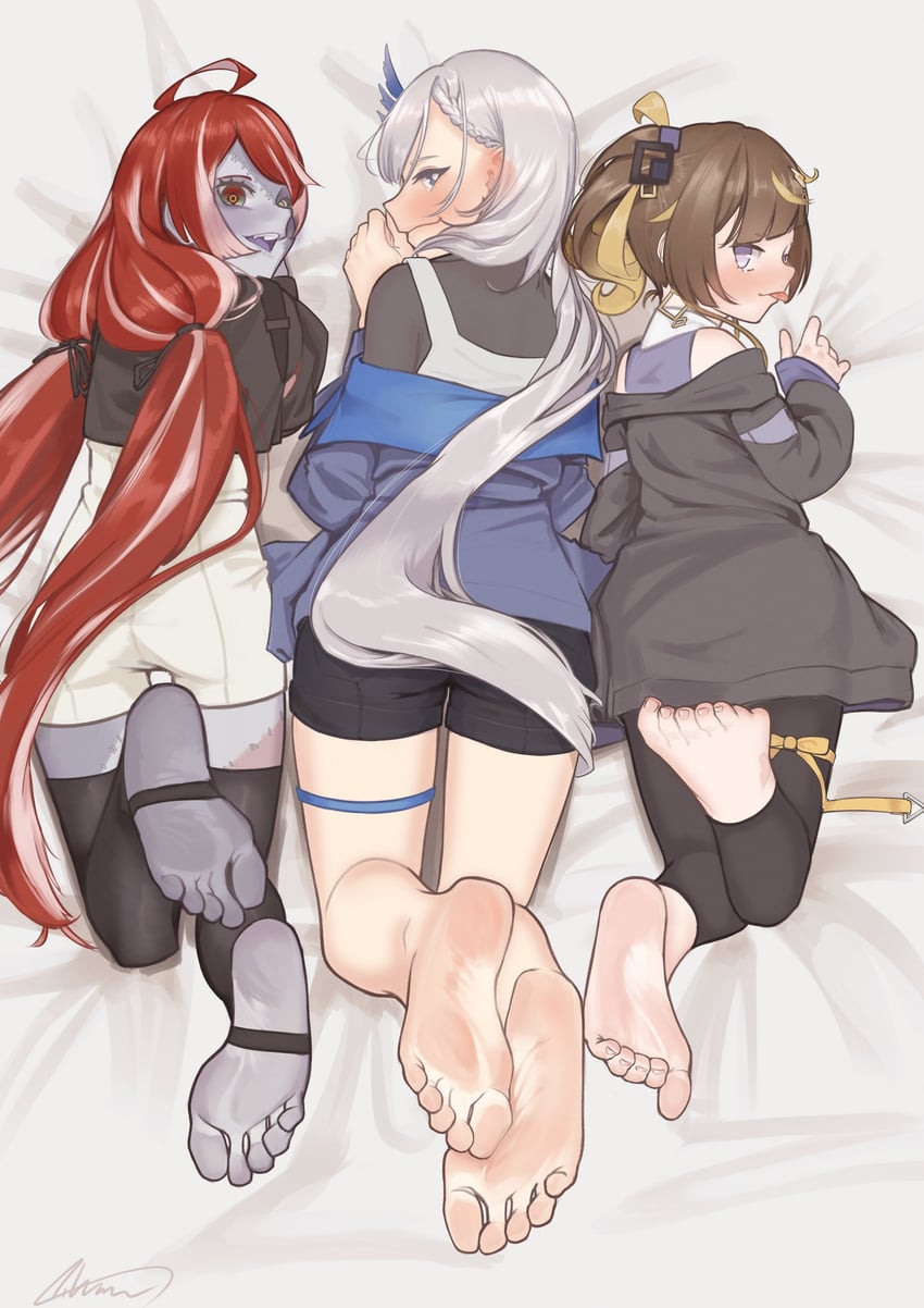 kureiji ollie, pavolia reine, and anya melfissa (hololive and 1 more) drawn by aiharararara