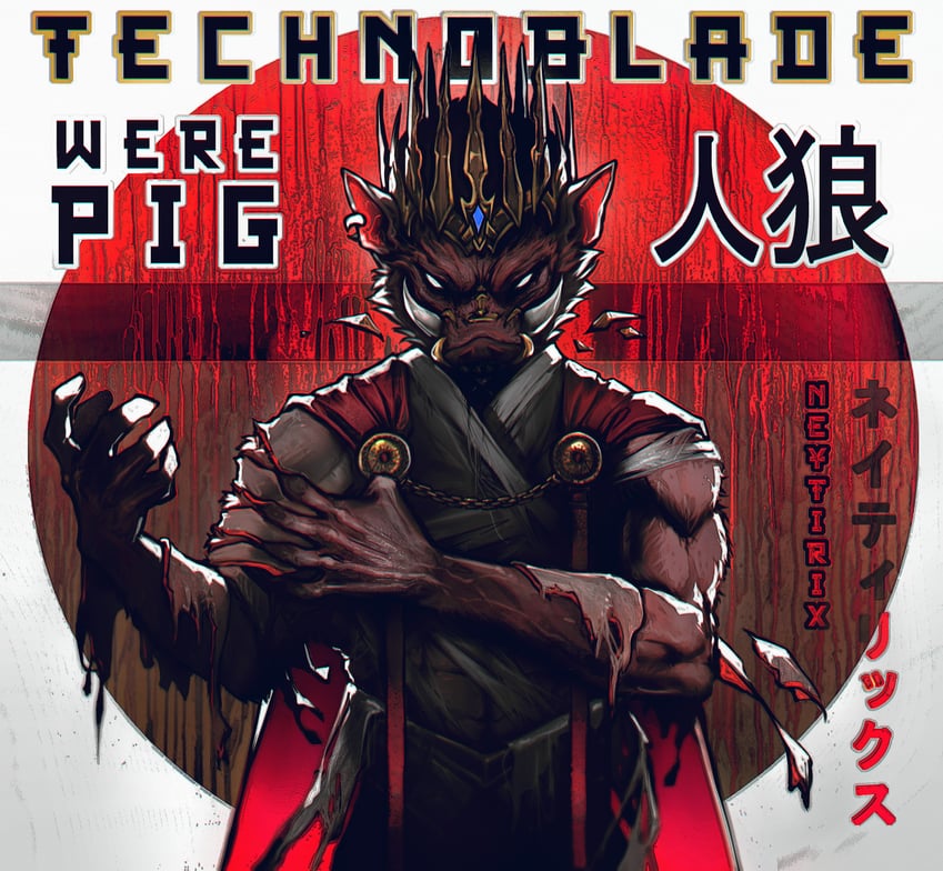 technoblade (minecraft youtube and 1 more) drawn by neytirix