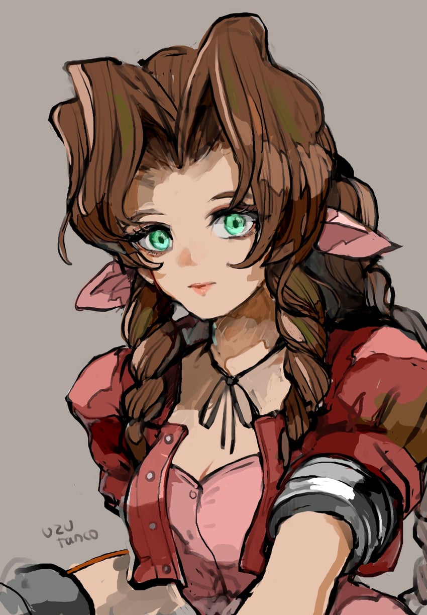 aerith gainsborough (final fantasy and 1 more) drawn by uzutanco
