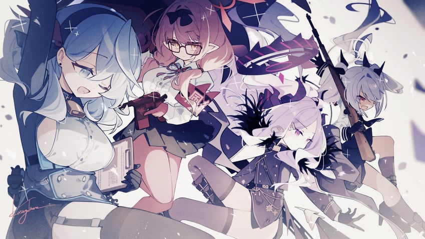 hina, ako, iori, and chinatsu (blue archive) drawn by kasuga_haruhi