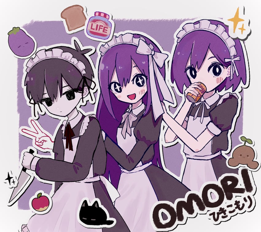 omori, aubrey, kel, mewo, mr. plantegg, and 1 more (omori) drawn by ninini_(happy_goody115)